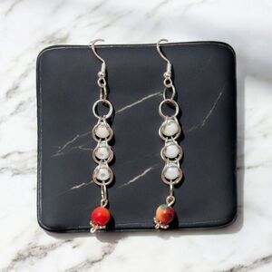 Handcrafted Chainmaille & Bead Earrings 2.5"